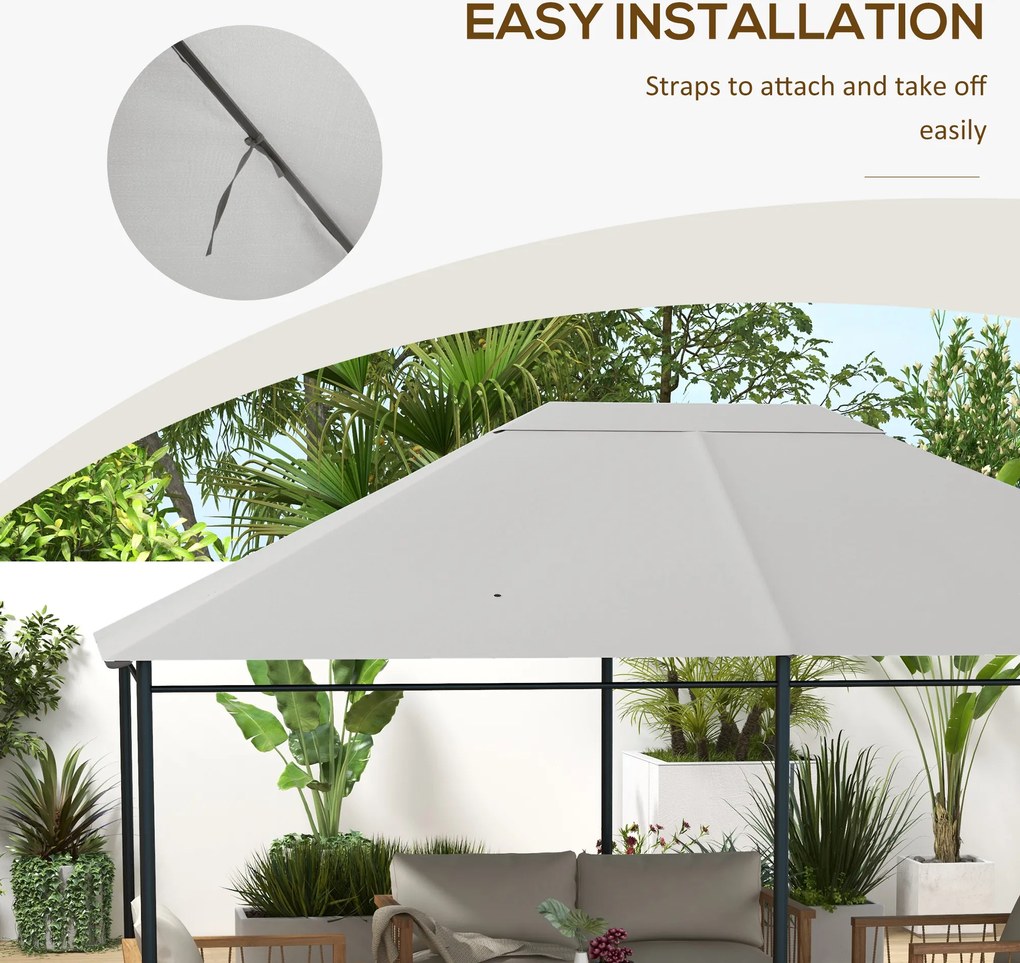 Outsunny Acoperiș de Schimb pentru Foișor, Rezistent la Intemperii, 397 x 297 cm, Gri Deschis | Aosom Romania