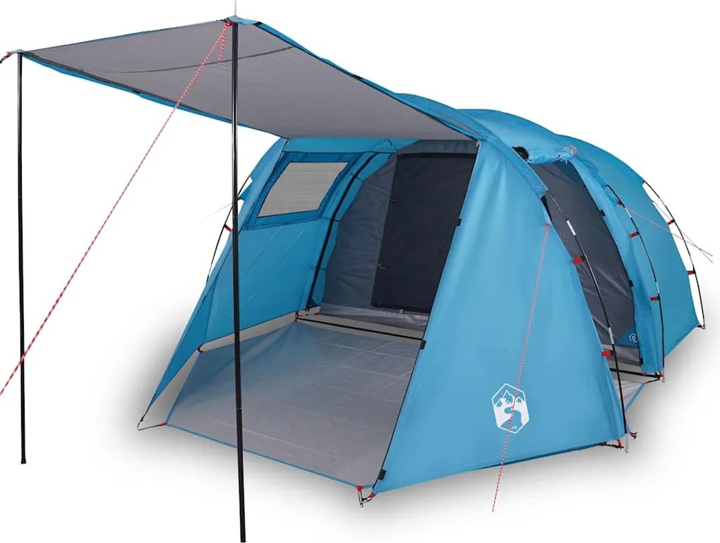 vidaXL Cort de camping tunel pentru 4 persoane, albastru, impermeabil