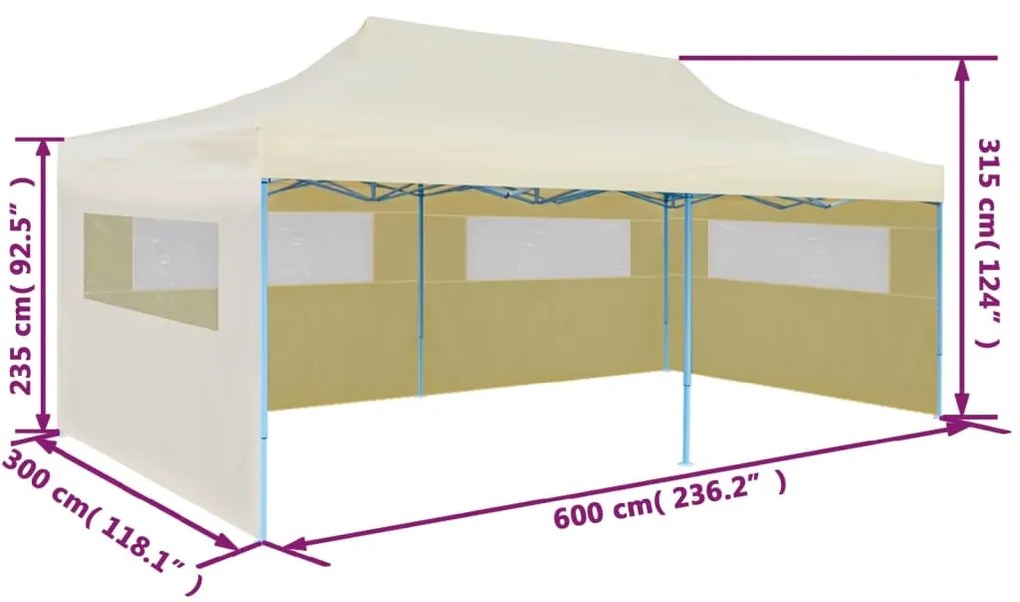 Cort de petrecere pliabil pop-up, crem, 3 x 6 m Crem, 3 x 6 m