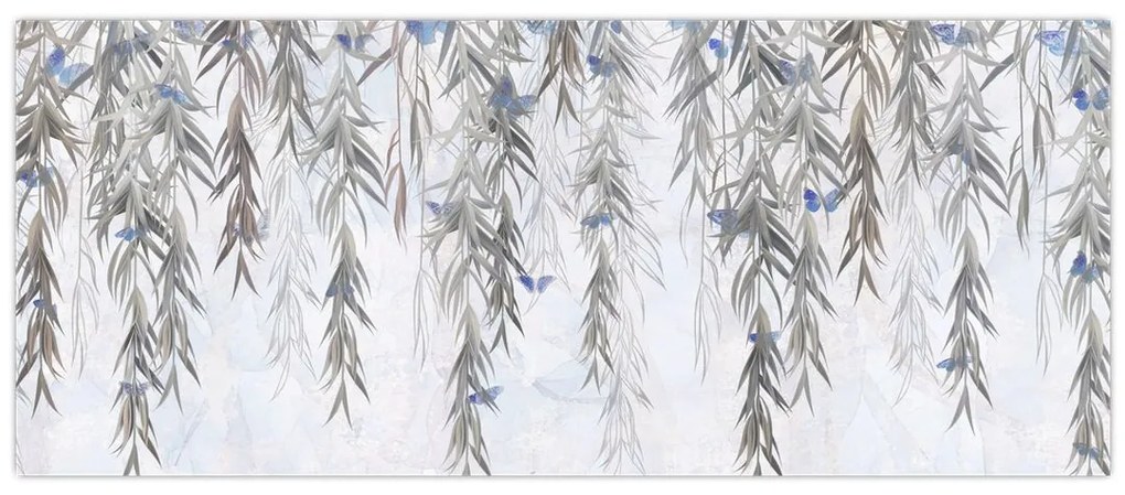 Tablou - Crenguțe de salcie cu fluturi (120x50 cm)