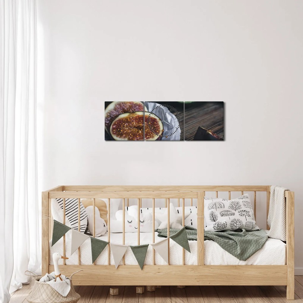 Tablou cu fistic și avocado (cu ceas) (90x30 cm)