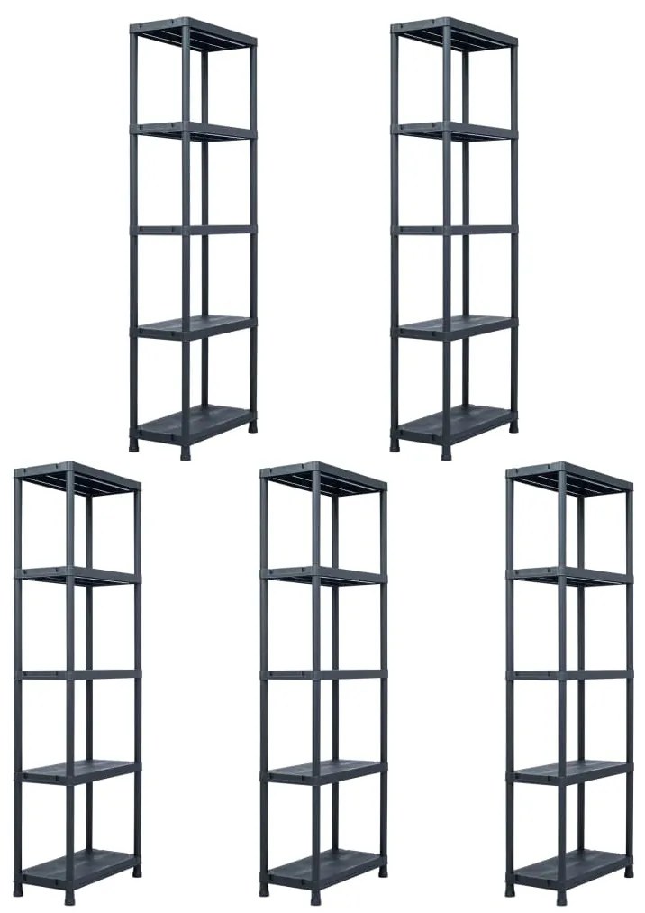 vidaXL Rafturi de depozitare 5 buc. negru 60x30x180 cm plastic 125 kg
