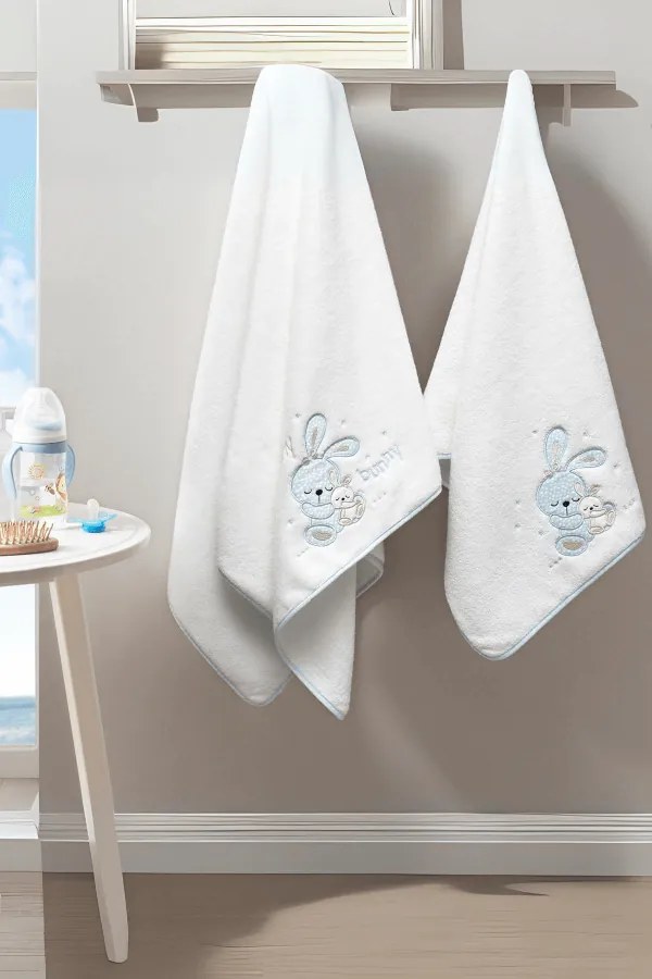 Set cadou de prosoape BUNNY pentru copii, 2 buc Alb - Roz / Pink Set (prosop 50x90cm, prosop de corp 70x130cm)