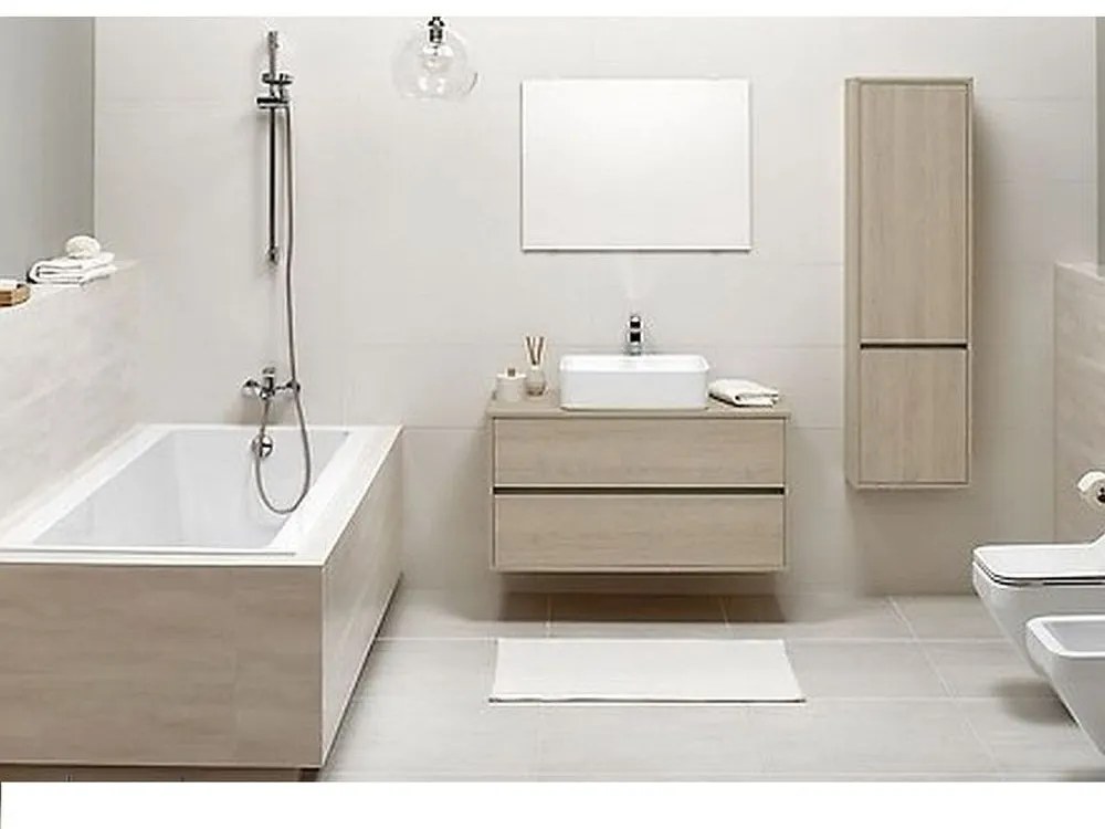 Dulap baie suspendat Cersanit Crea 80 cm pentru lavoar pe blat, stejar Stejar, 800x450 mm