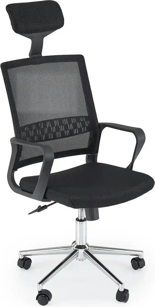 Scaun birou DUKE, negru, stofa/plasa, 52x65x116/126 cm