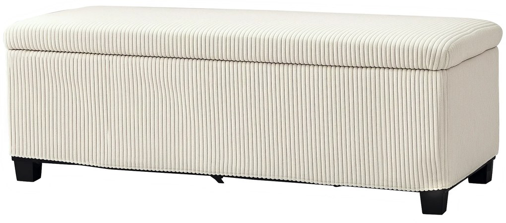HOMCOM Banc de depozitare capăt de pat din catifea cordonată cu capac, pentru salon, dormitor, intrare, 112 x 42 x 40 cm, bej | Aosom Romania
