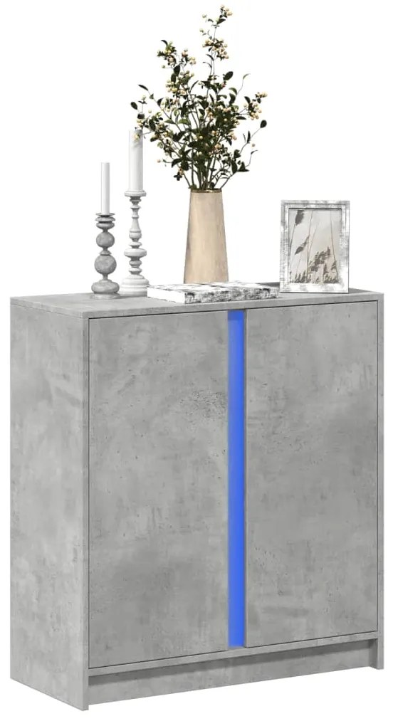 vidaXL Dulap cu LED, gri beton, 77x34x85 cm, lemn prelucrat