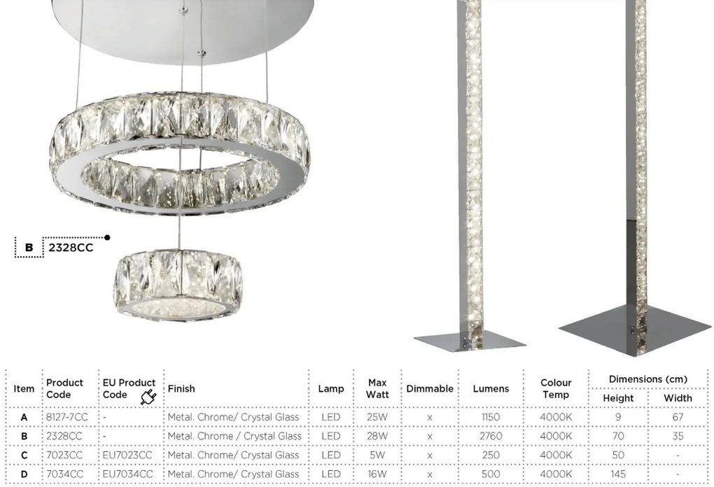 Lustra LED moderna suspendata Clover 2328CC SRT