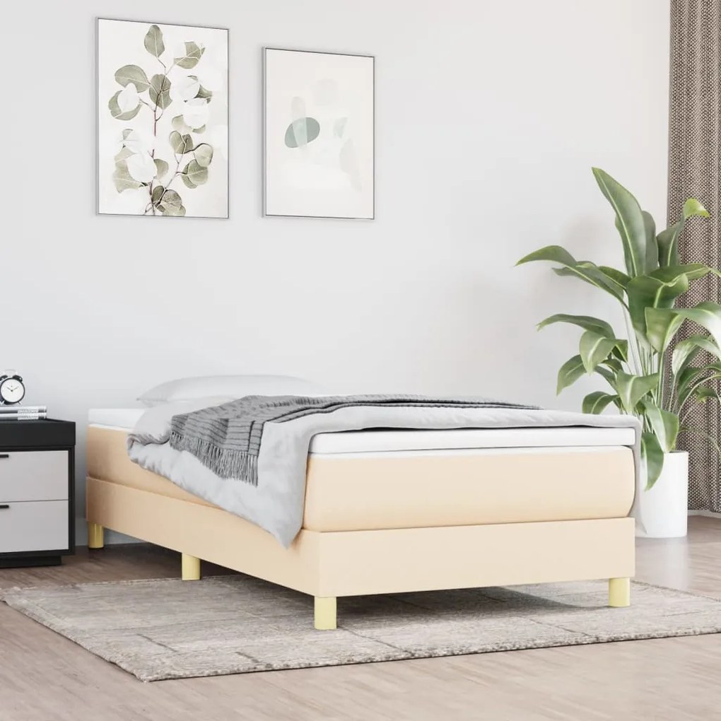 3120579 vidaXL Cadru de pat box spring, crem, 90x190 cm, textil