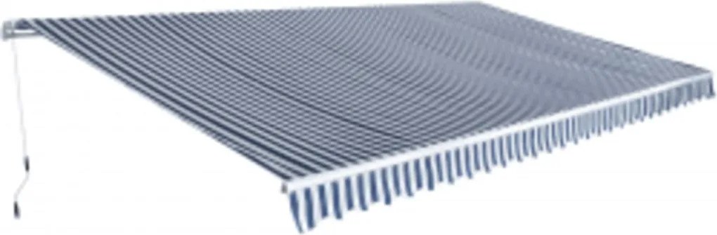 vidaXL Copertină pliabilă acționată manual, albastru/alb, 600 cm