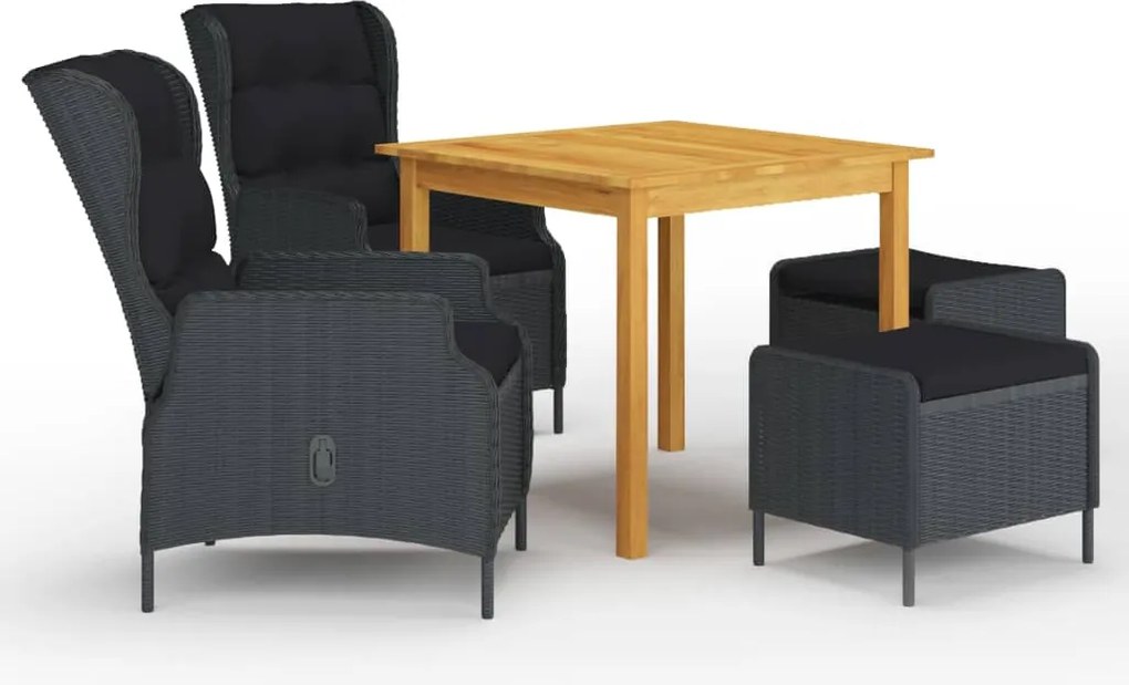 vidaXL Set de masă pentru grădină, 5 piese, gri închis