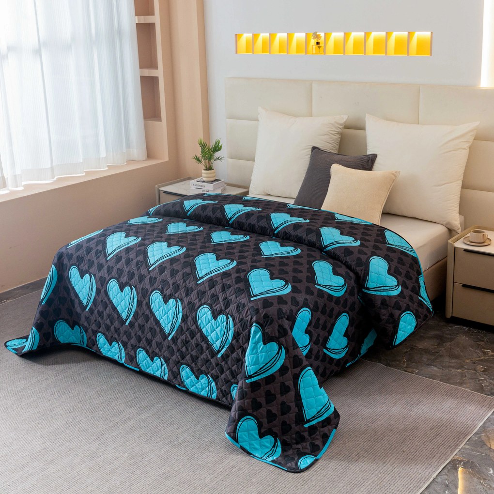 Cuvertura de pat KASUGA, turcoaz Dimensiune: 170 x 210 cm