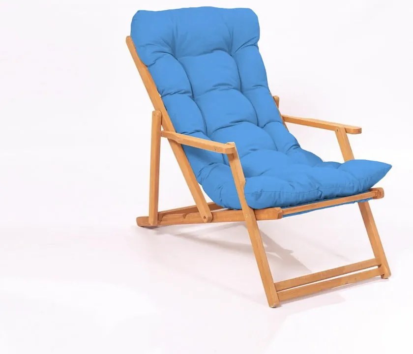 Șezlong de grădină albastru/natural din lemn – Floriane Garden