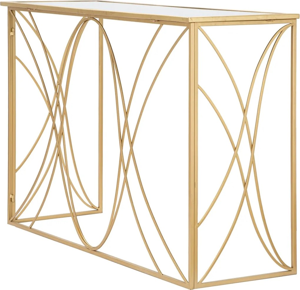 Consola Exy, Mauro Ferretti, 120x40x80 cm, fier, auriu/argintiu
