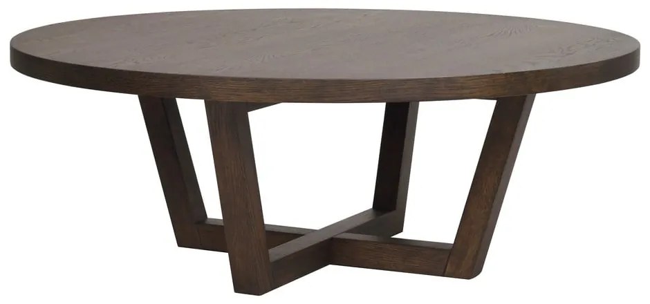 Măsuță de cafea maro închis rotundă cu aspect de lemn de stejar ø 110 cm Boxford – Rowico