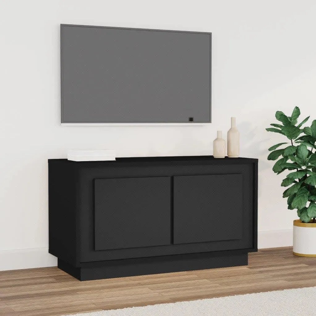 vidaXL Comodă TV, negru, 80x35x45 cm, lemn prelucrat