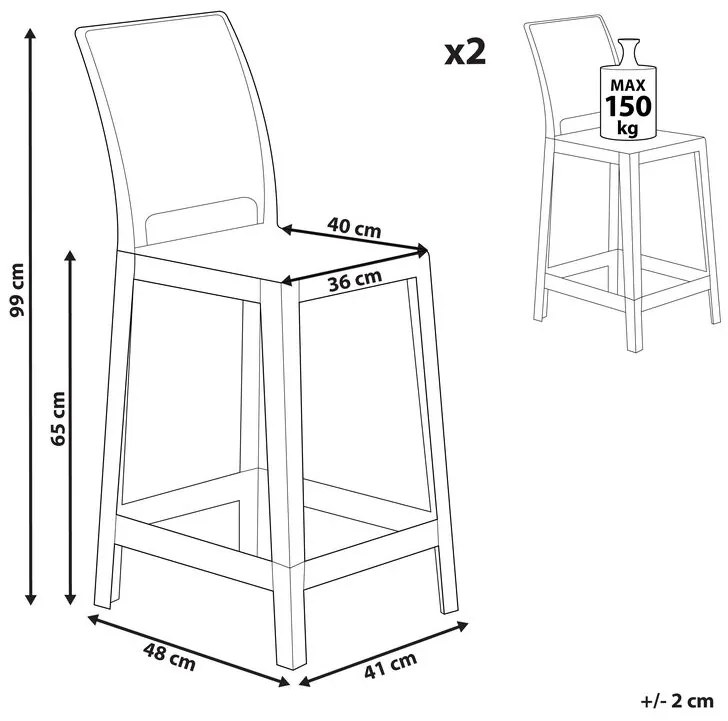Set 2buc scaune tip bar Worpenza (transparent) . 1076578