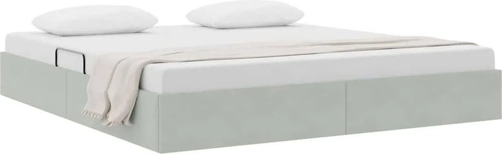 vidaXL Pat cu storage cu headboard Gri deschis 180 x 200 cm Catifea