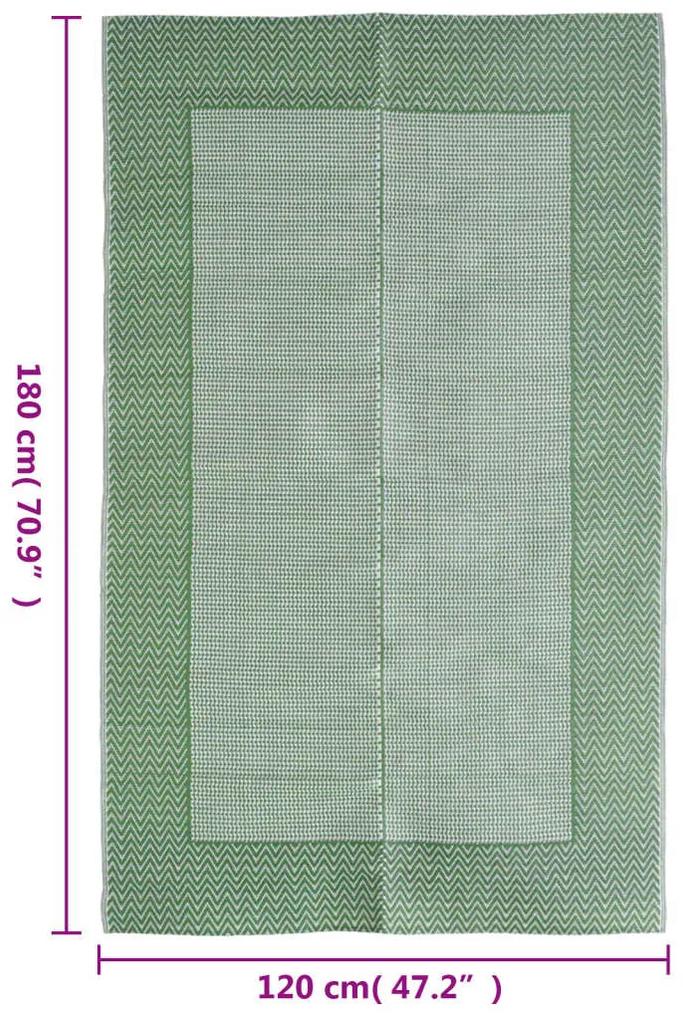Covor de exterior, verde, 120x180 cm, PP Verde si alb, 120 x 180 cm