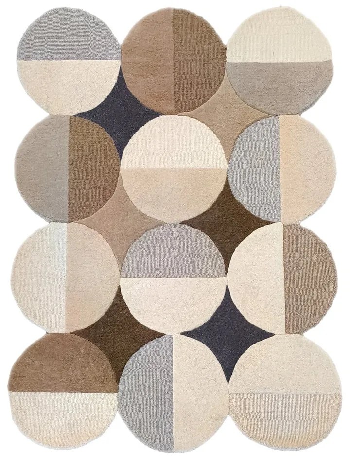 Covor grej țesut manual din lână 120x170 cm Mia Ellipse – Flair Rugs