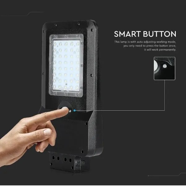 Lampă stradală solară LED cu senzor, 15 W, 7,4 V, 6000 K, IP65, 5400 mAh