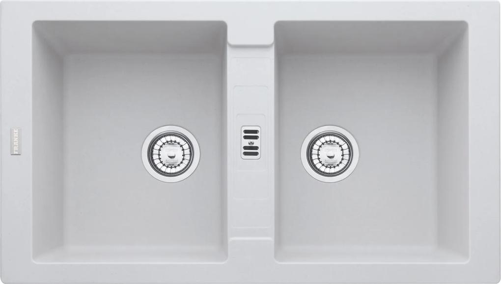 Chiuveta bucatarie fragranite Franke Maris MRG 620 cu doua cuve, 860x500mm, tehnologie Sanitized Bianco