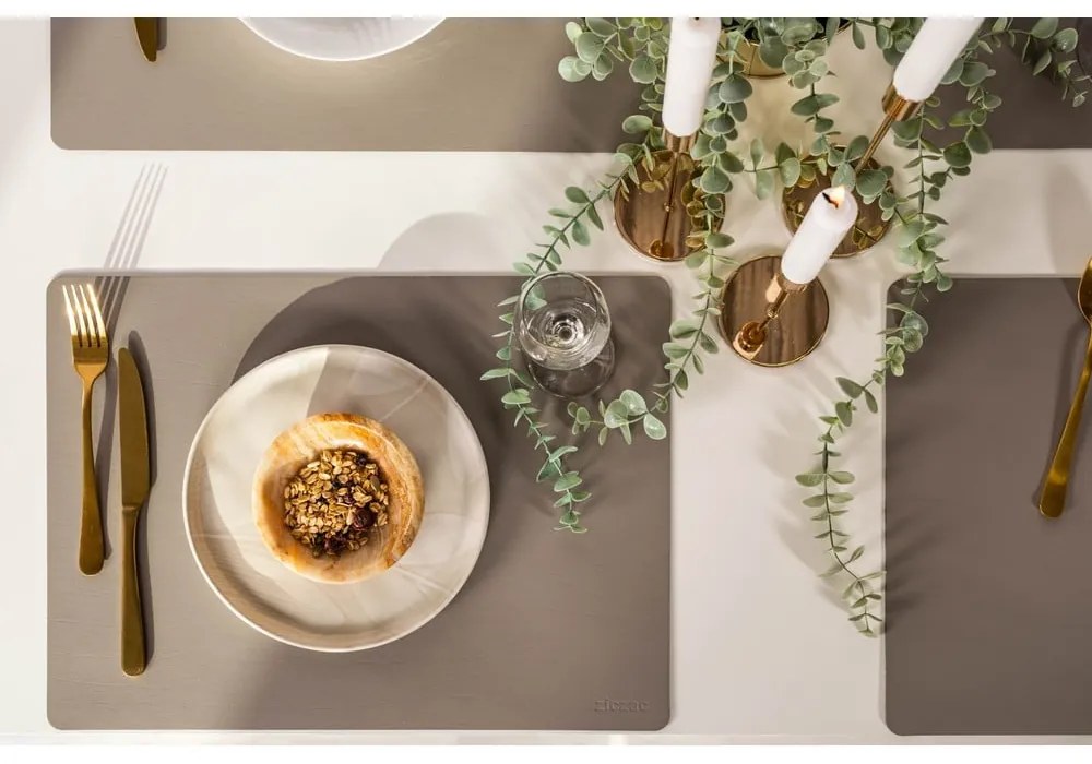 Suport farfurie din piele reciclată ZicZac Titane, 33 x 45 cm, gri - bej