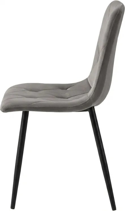 Scaun de catifea gri LIBRA SILVER GREY cu picioare negre