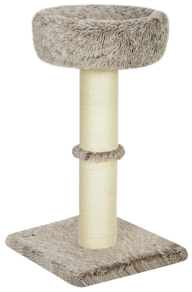 PawHut Pom pentru pisici pom pentru zgâriere pentru pisici pat cu pluș bază mare pentru interior 45lungime x 45lățime x 87înălțime cm maro | Aosom Romania