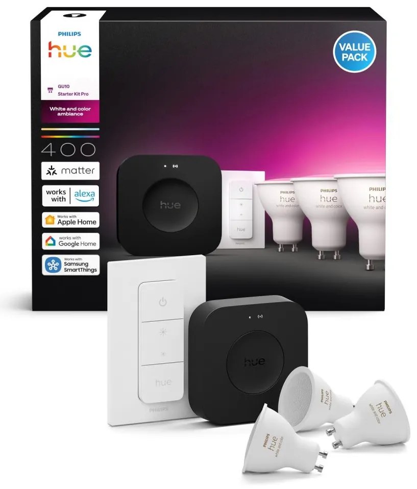 Kit de pornire Philips Hue WACA 3x GU10/4,2W 2000-6500K + dispozitiv de conectare