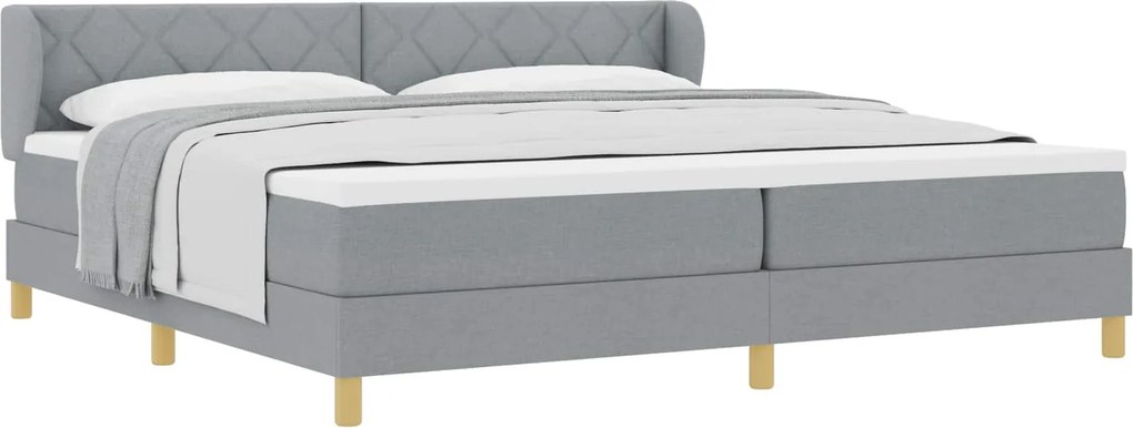 vidaXL Pat cu arcuri cu saltea Gri deschis 200 x 200 cm țesătură