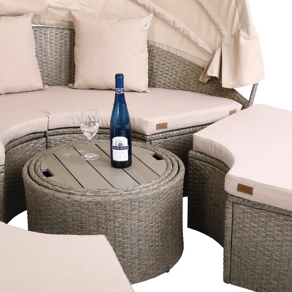 Deuba Sezlong de ratan de gradina LAZY - crem 185 cm