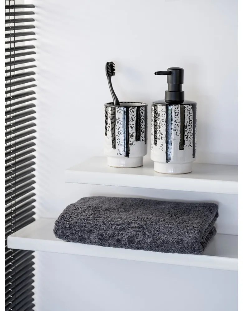 Dozator de săpun lichid alb-negru din ceramică 340 ml Subiza – Wenko