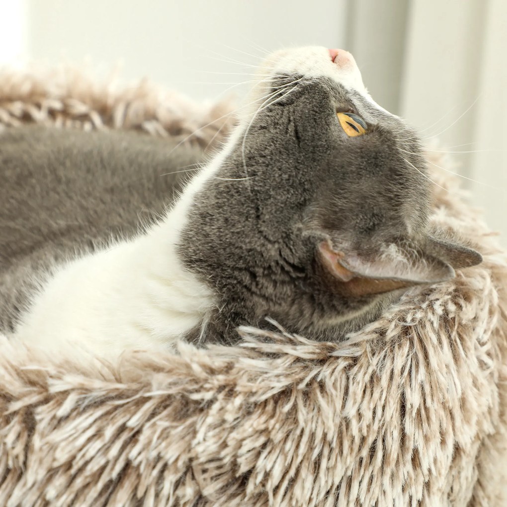 PawHut Pom pentru pisici pom pentru zgâriere pentru pisici pat cu pluș bază mare pentru interior 45lungime x 45lățime x 87înălțime cm maro | Aosom Romania