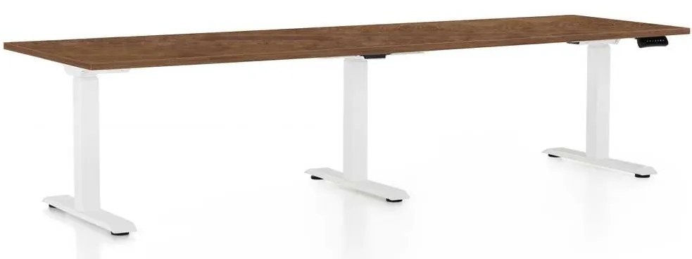 Masă înălțime reglabilă OfficeTech Long, 260 x 80 cm, picioare albe, stejar silverjack