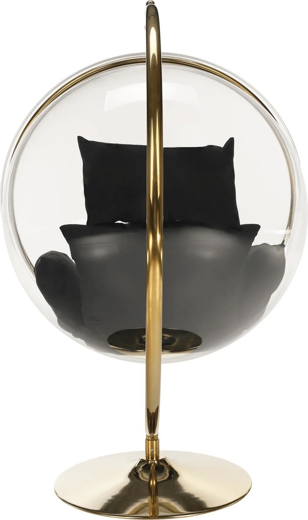 Scaun suspendat cu suport, transparent/auriu/negru, BUBBLE NEW TIP 3