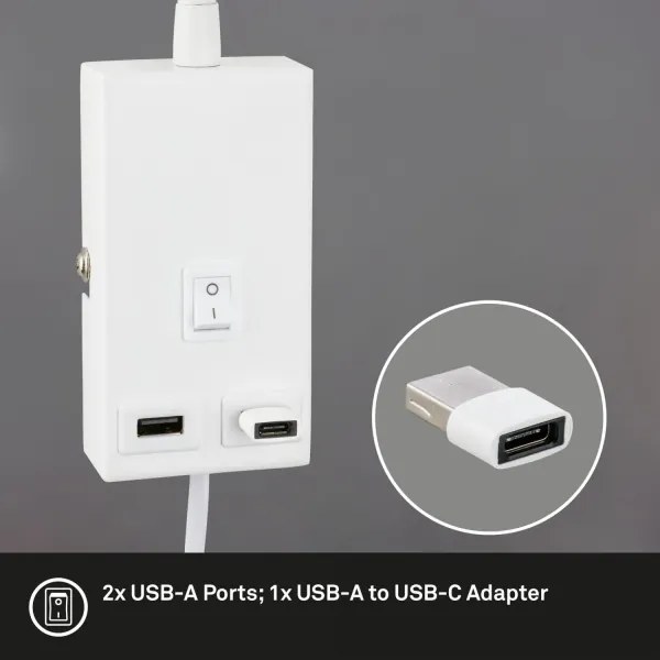 Briloner 2175-016 - Aplică de perete flexibilă cu port USB 1xGU10/10W/230V albă