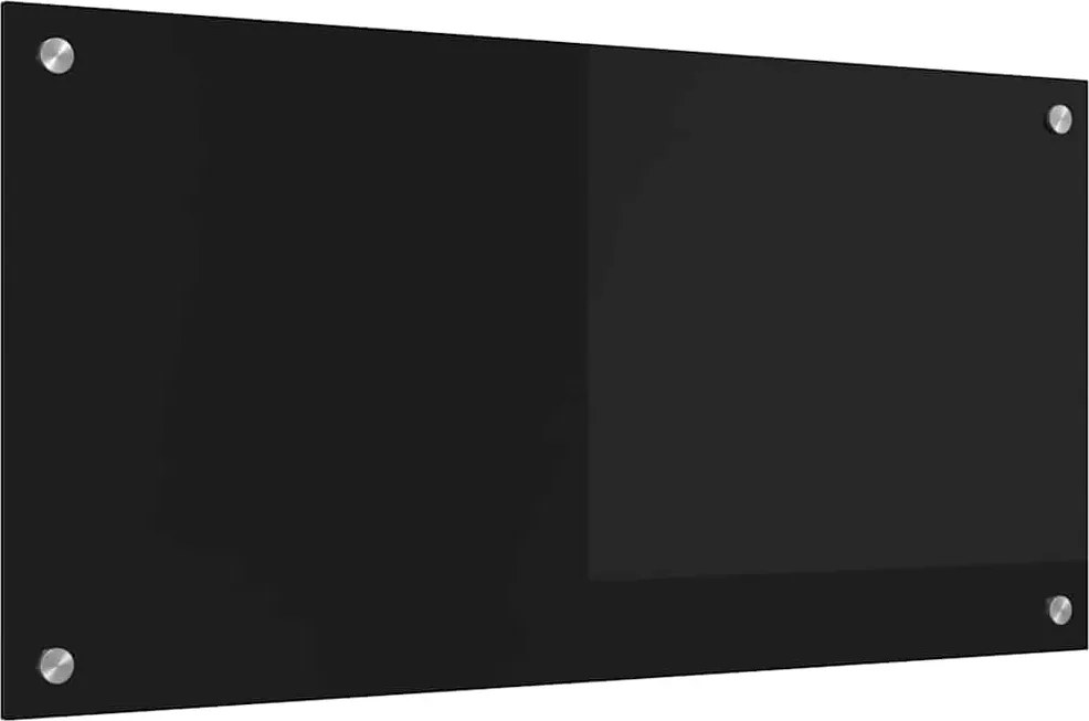 vidaXL Panou de bucătărie Negru 80 x 40 cm sticlă securizată