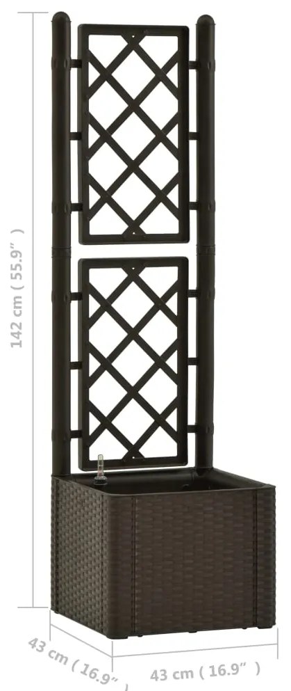Strat inaltat gradina cu spalier si sistem automat udare, maro 1, Mocca, 43 x 43 x 142 cm, 43 x 43 x 142 cm