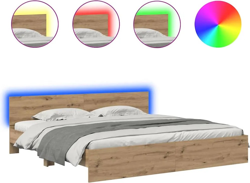 vidaXL Cadru de pat Stejar Artizanal 200 x 200 cm Lemn compozit