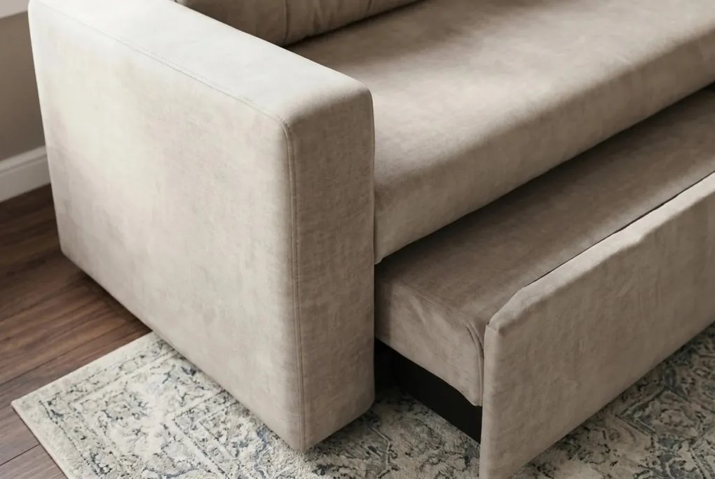 Canapea extensibila, catifea champagne beige, SMART 140cm