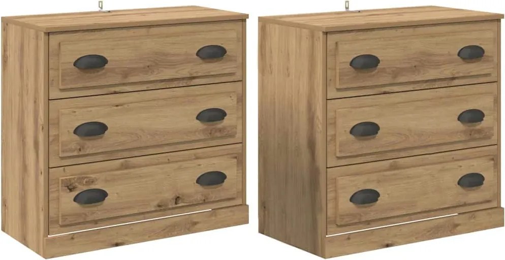 vidaXL Bufeturi cu sertar 2 pcs Stejar Artizanal 70 x 35,5 x 67,5 cm