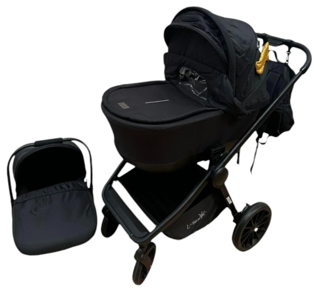 Carucior 3 in 1: Cadru usor, Landou confortabil, Varianta sport si Scoica auto - CPC-65-negru