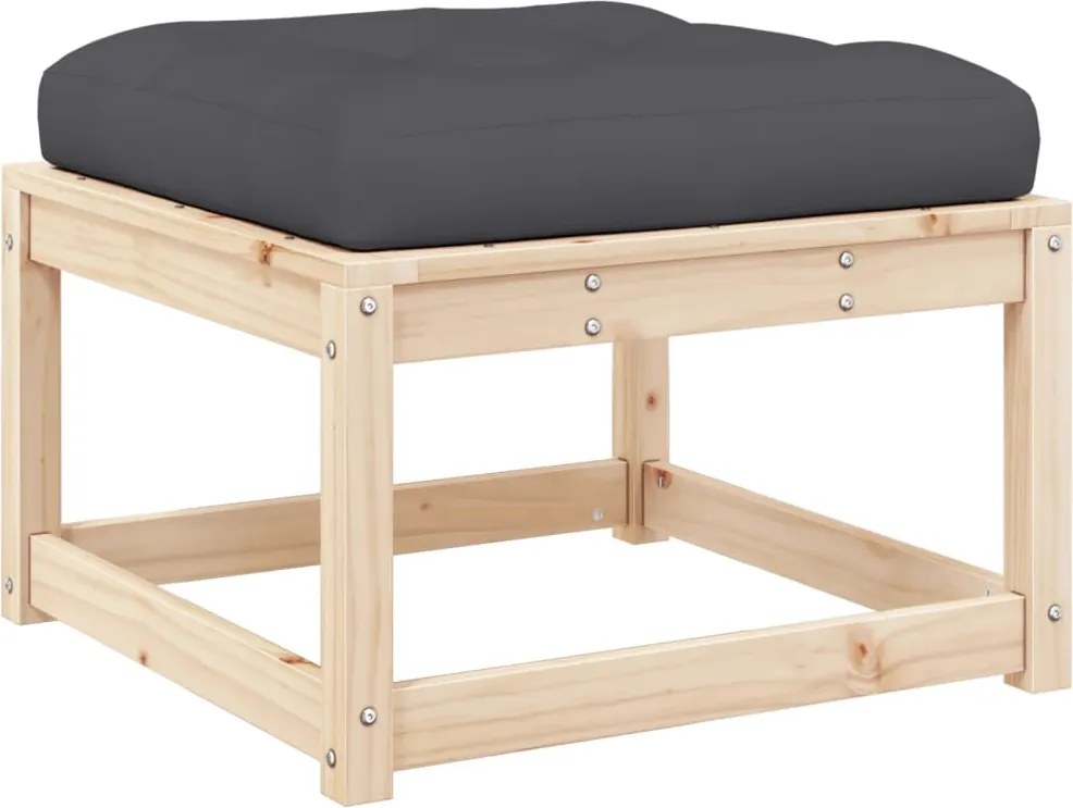 vidaXL Taburet de grădină cu perne, lemn masiv de pin