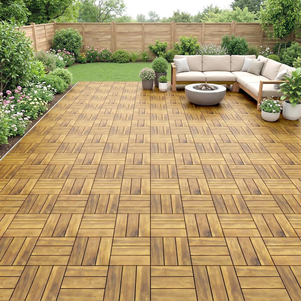 Outsunny Plăci Pardoseală, 10 bucăți, Exterior, 31x31 cm, Natural. | Aosom Romania