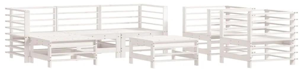 3186236 vidaXL Set mobilier de grădină, 7 piese, alb, lemn masiv de pin