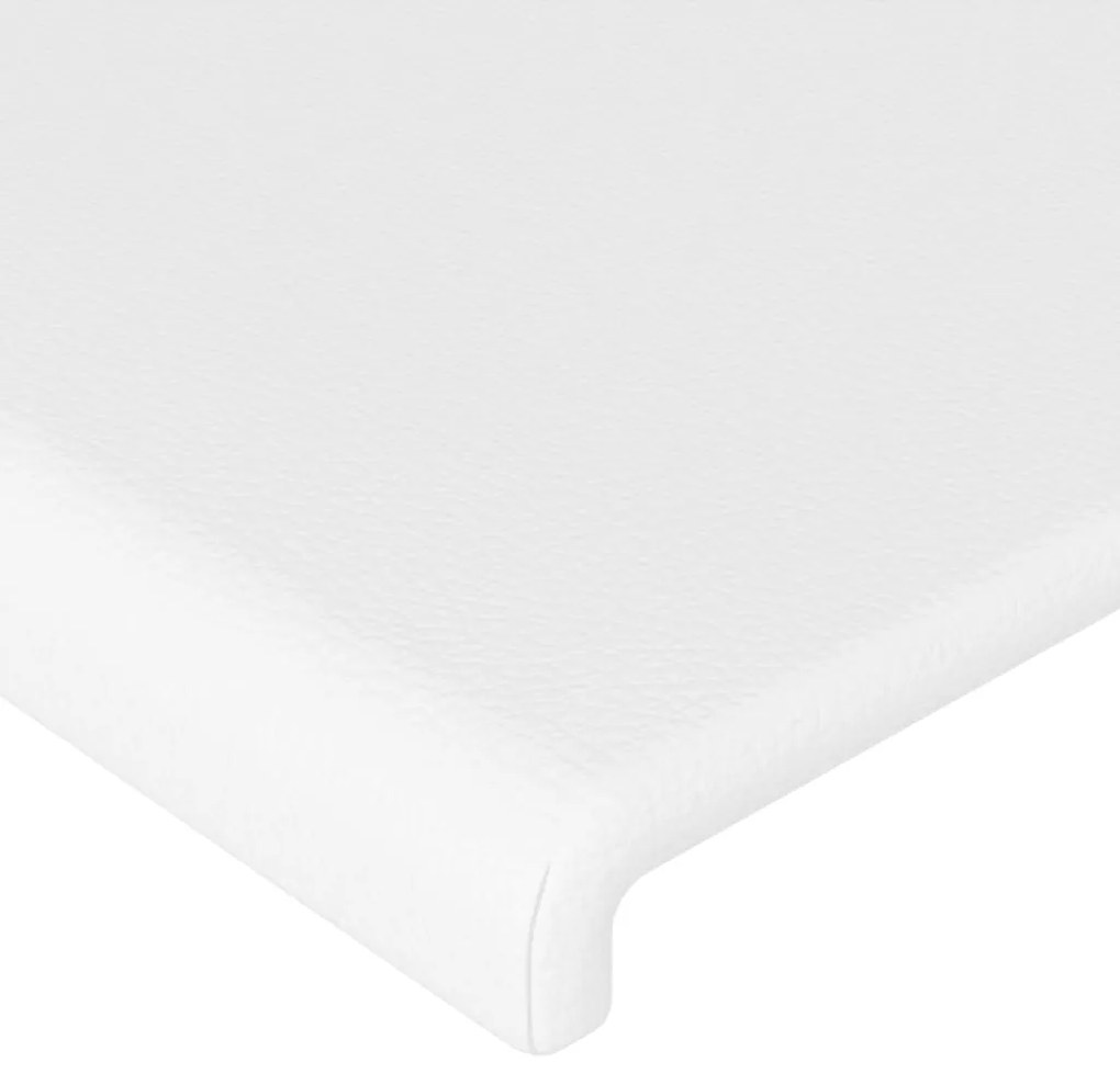 Tablie de pat cu LED, alb, 180x5x118 128 cm, piele ecologica 1, Alb, 180 x 5 x 118 128 cm