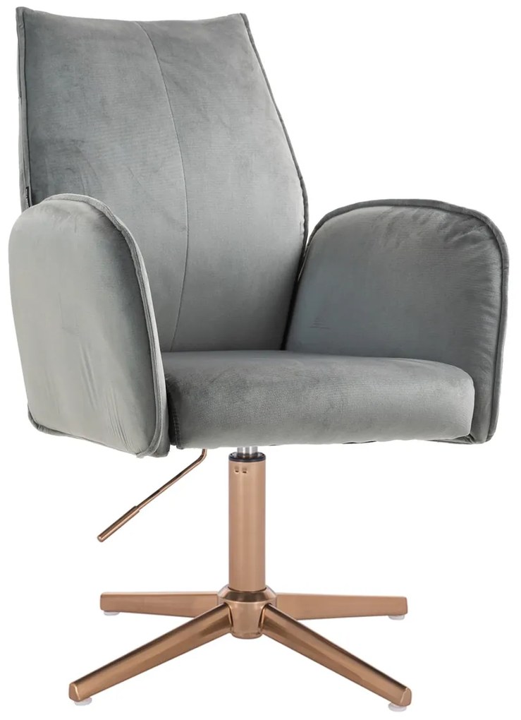 HR280CROSS Scaun Gray din Catifea cu Bază Aurie