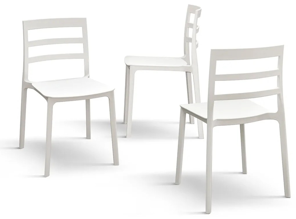 Set 4 scaune RIGATO -POLIPROPILENA- HORECA - ALB