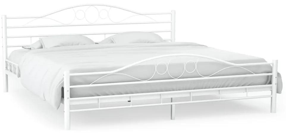 246748 vidaXL Cadru de pat cu șipci, alb, 160x200 cm, design curbat, metal